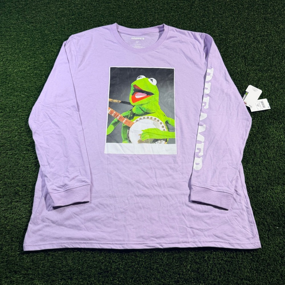 Disney The Muppets Kermit Banjo Dreamer Long Sleeve Tee Purple 2XL New